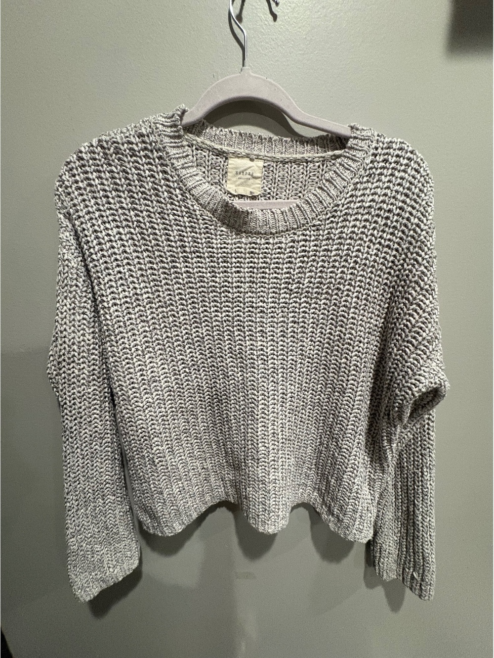 Gray Chunky Knit Cropped Sweater